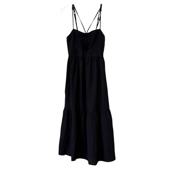 JASON WU Spaghetti Strap Linen Sun Dress with Cutout Wooden Bead Midi Maxi Small - Picture 12 of 13